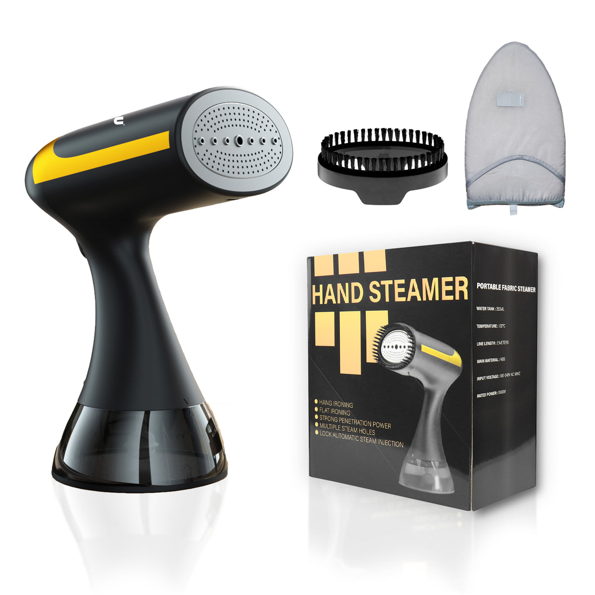 Jinou Steamer Clothes 1500W - Made With Premium Quality Material - 300ml Water Tank - 20 Secs Ultra Fast Heat Up - Wrinkle Remover for All Types of Fabrics - Free Ironing Glove, 1 Year Warranty