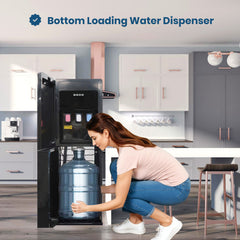 Jinou Water Dispenser Bottom Loading - Made with Premium Quality Food Grade Material & Food Grade Plastic - 3 Taps (Hot, Cold & Normal), 5 Gallon Capacity, Best for Home & Office, 1 Year Warranty